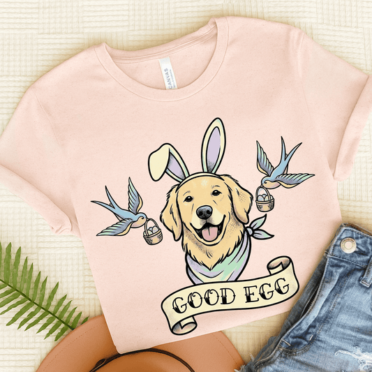 Golden Retriever Good Egg Easter Unisex TShirt Soft Pink