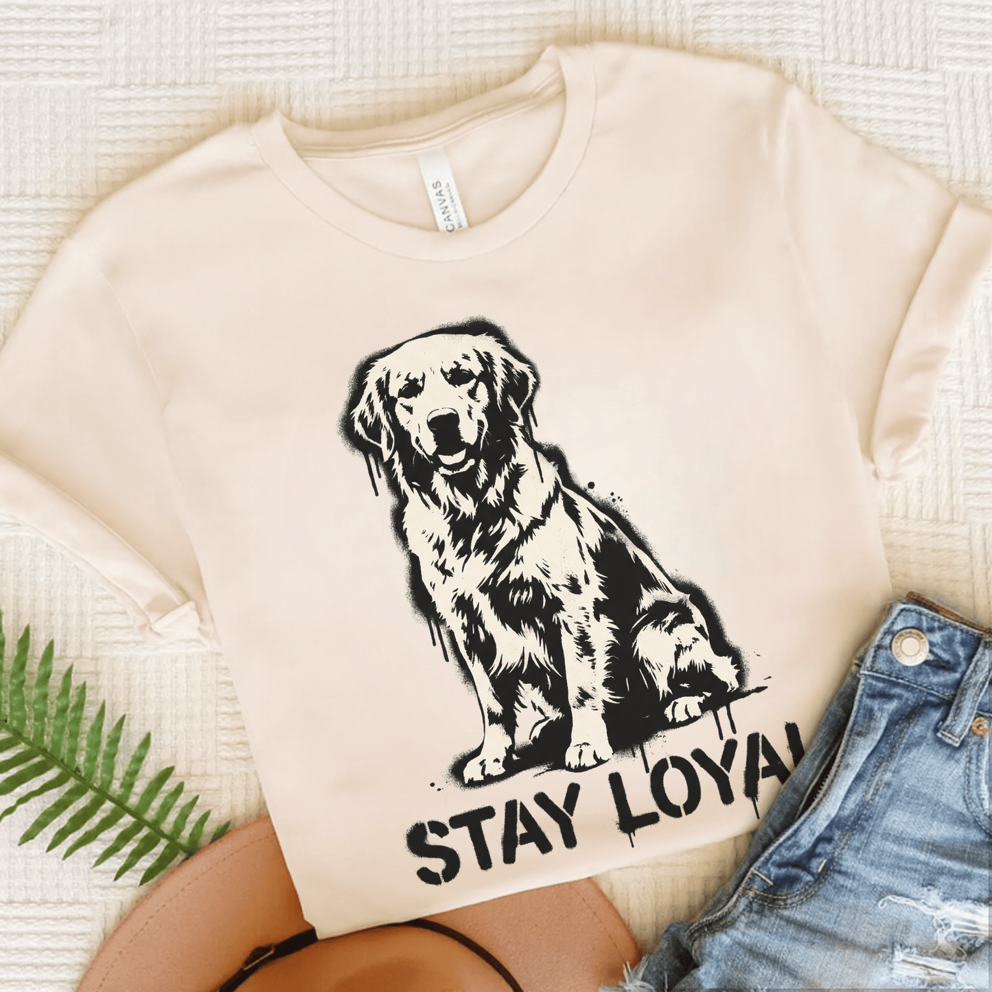 Golden Retriever Graffiti Bone Unisex Tshirt Natural