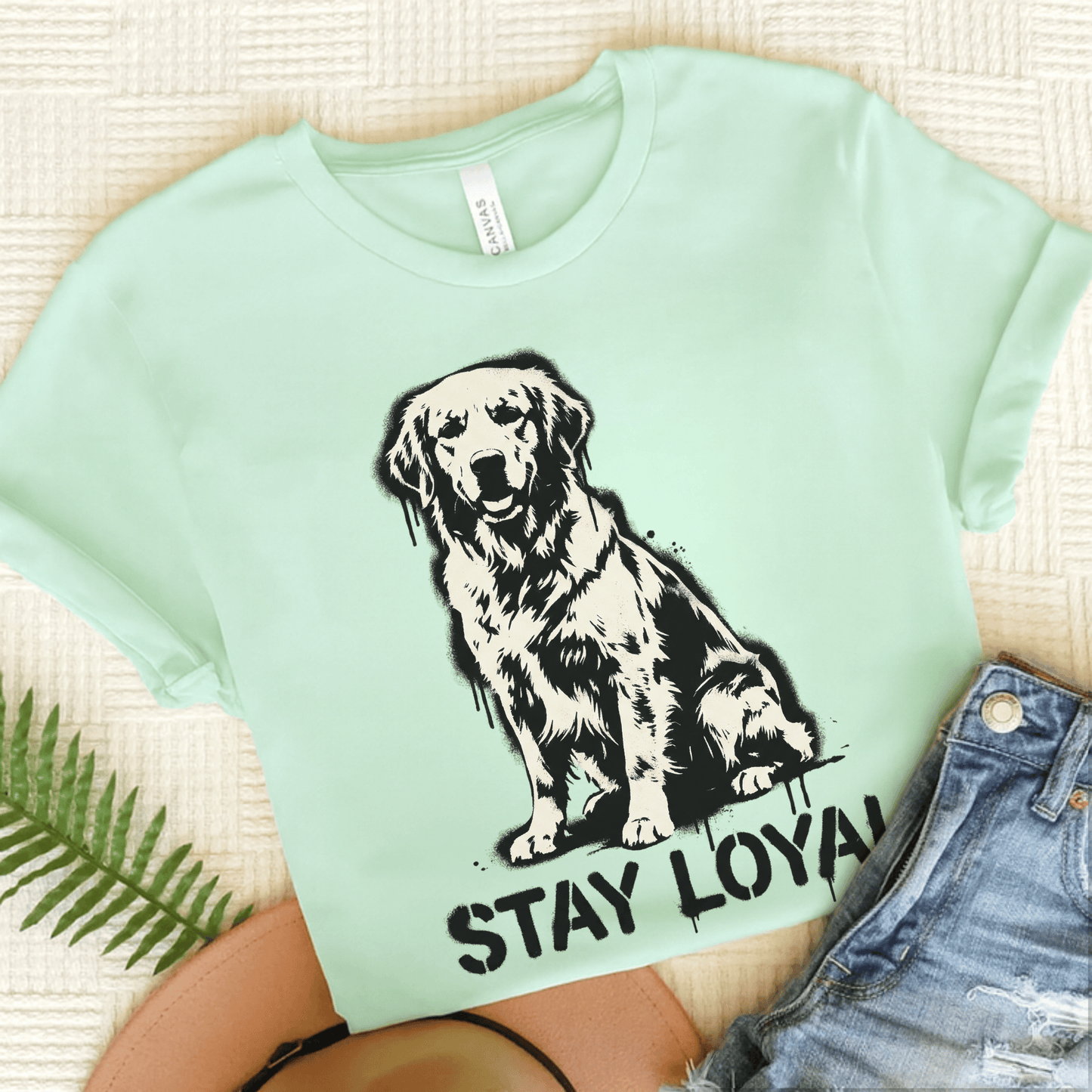 Golden Retriever Graffiti Bone Unisex Tshirt Heather Mint