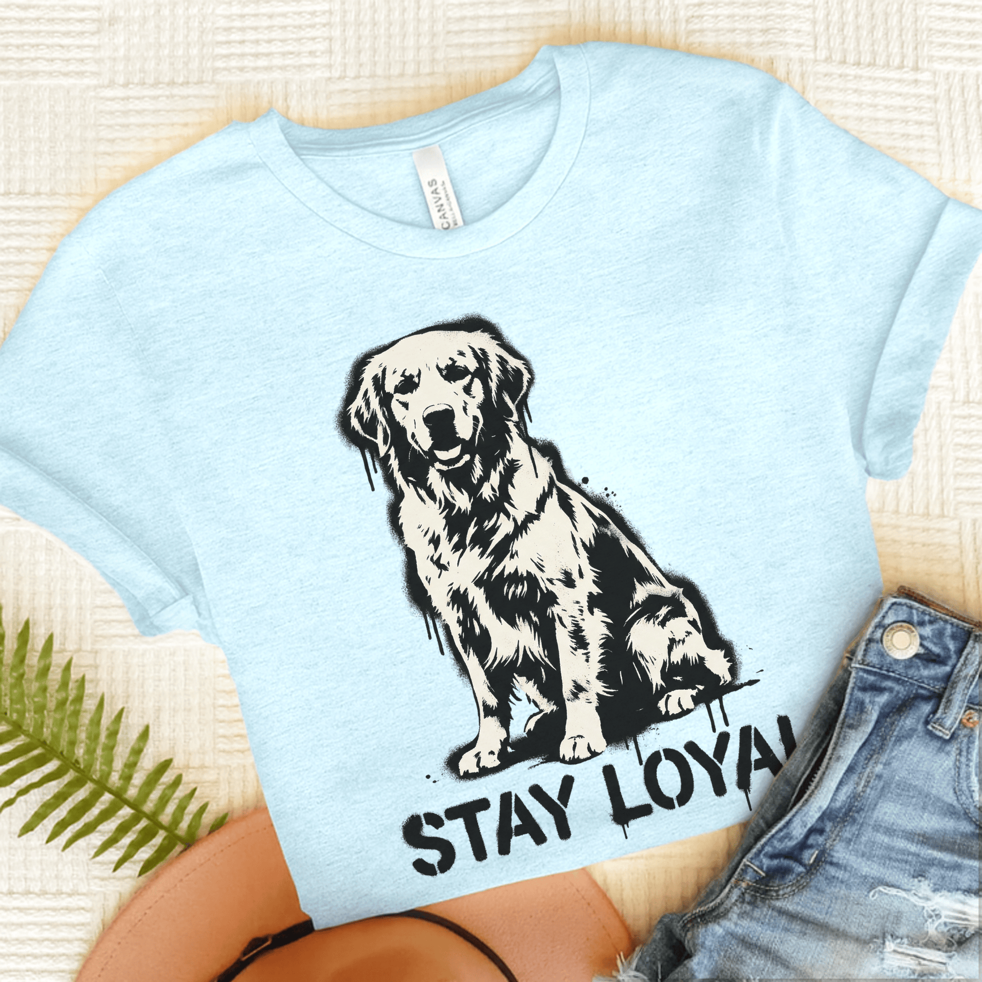 Golden Retriever Graffiti Bone Unisex Tshirt Heather Ice Blue