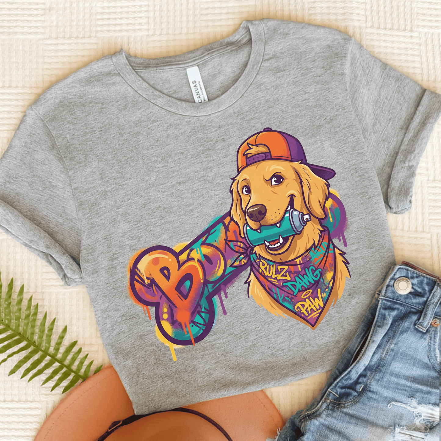 Golden Retriever Graffiti Bone Unisex Tshirt Athletic Heather