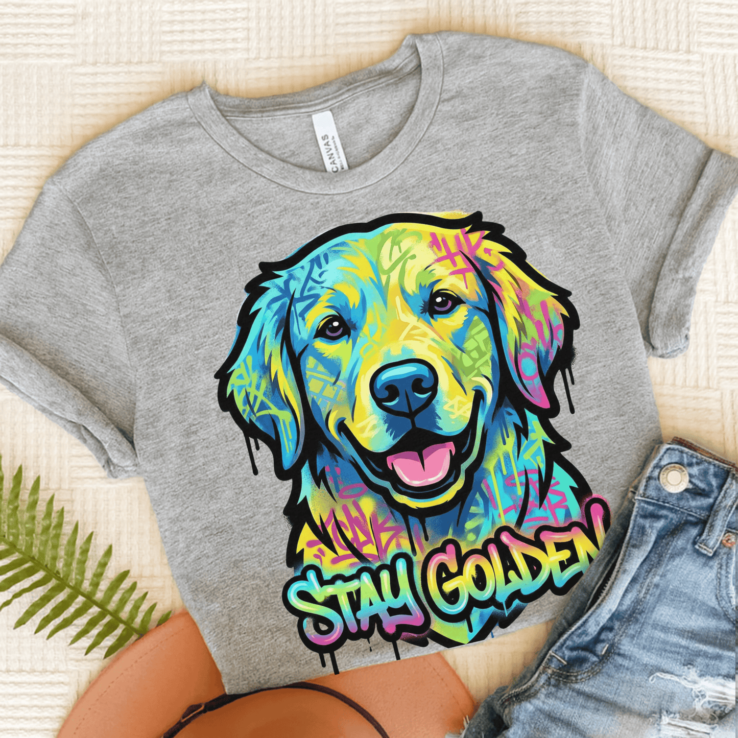 Golden Retriever Graffiti Dog Unisex Tshirt Athletic Heather