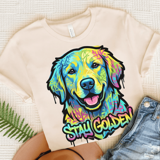 Golden Retriever Graffiti Dog Unisex Tshirt Natural
