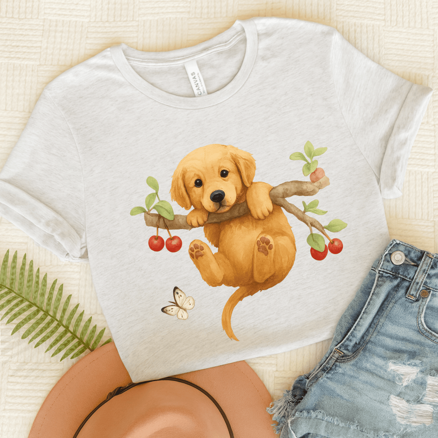 Golden Retriever Hang In There Unisex Tshirt Ash