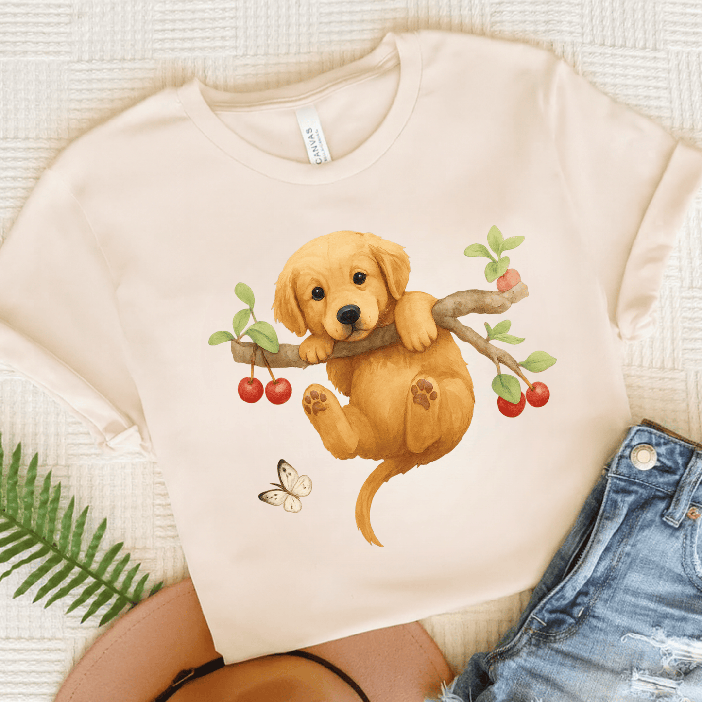 Golden Retriever Hang In There Unisex Tshirt Natural