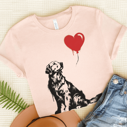 Golden Retriever Heart Balloon Unisex Tshirt Soft Pink