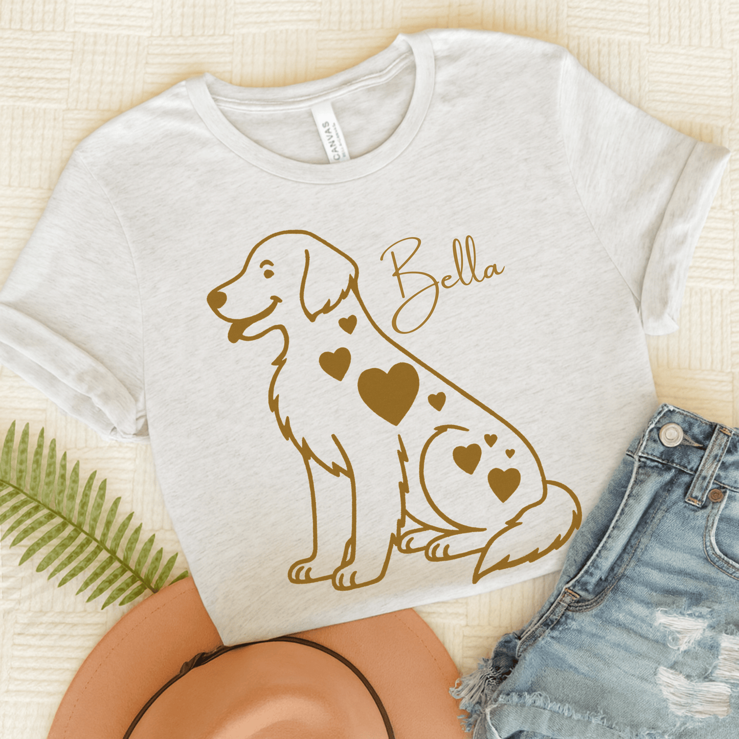 Golden Retriever Heart Dog Unisex TShirt Ash