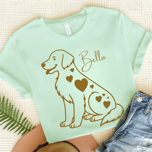 Golden Retriever Heart Dog Unisex TShirt Heather Mint