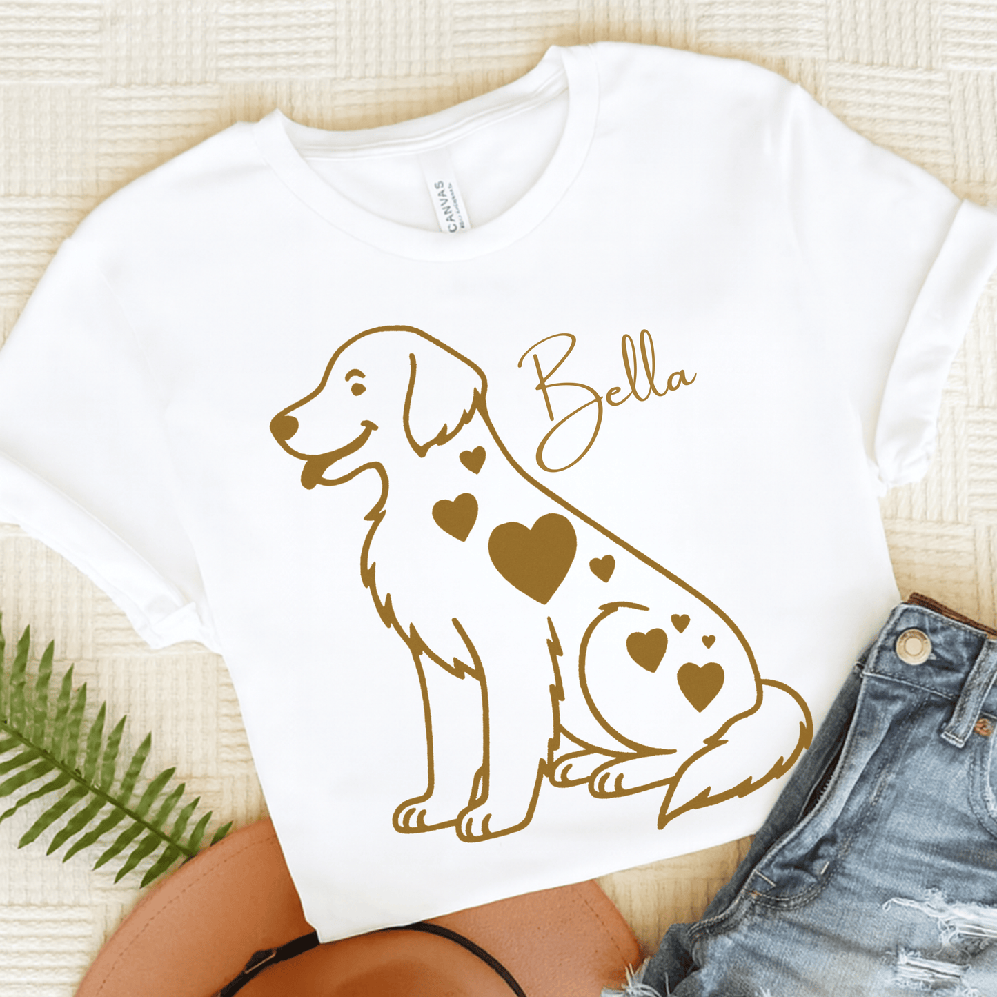 Golden Retriever Heart Dog Unisex TShirt White