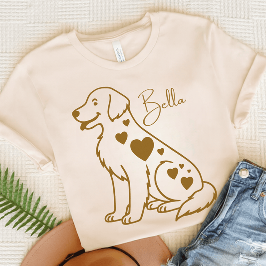 Golden Retriever Heart Dog Unisex TShirt Natural