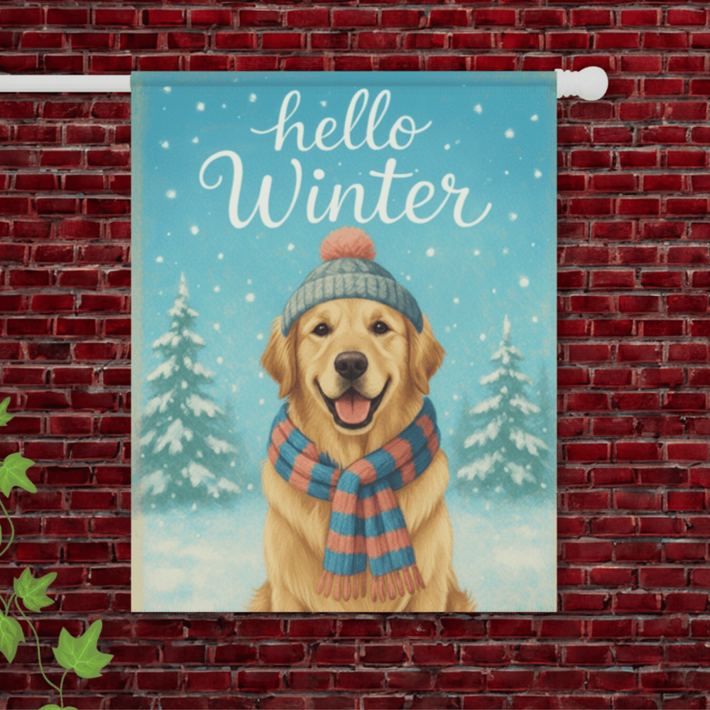 Golden Retriever Hello Winter Garden Flag 24.5'' × 32''