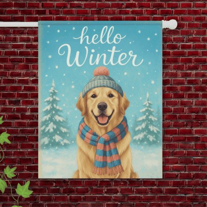 Golden Retriever Hello Winter Garden Flag 24.5'' × 32''