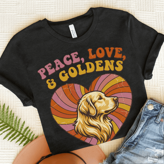 Golden Retriever Hippie Heart Unisex Tshirt Dark Grey Heather