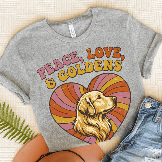 Golden Retriever Hippie Heart Unisex Tshirt Athletic Heather