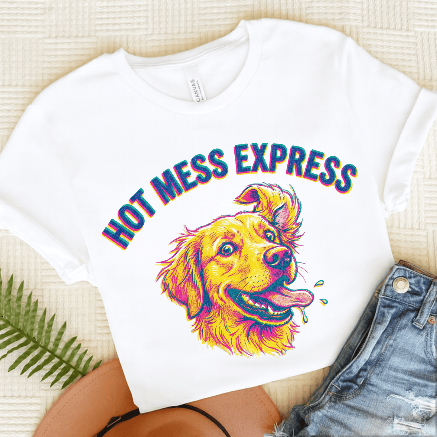 Golden Retriever Hot Mess Unisex Tshirt White