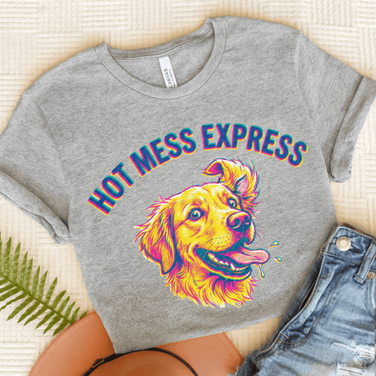 Golden Retriever Hot Mess Unisex Tshirt Athletic Heather