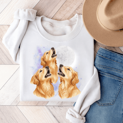Golden Retriever Howling Sweatshirt White