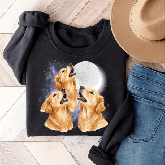 Golden Retriever Howling Sweatshirt Dark Heather
