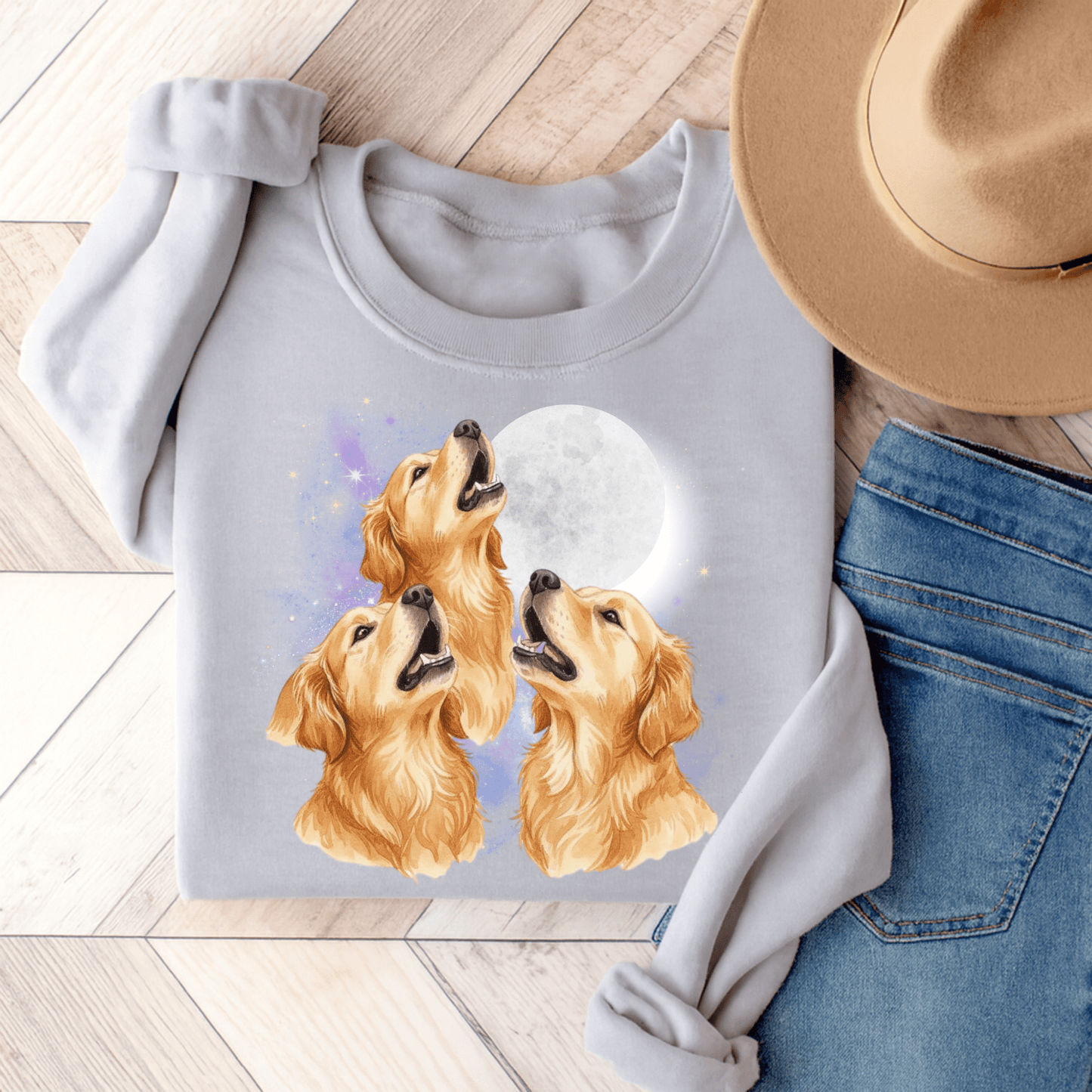 Golden Retriever Howling Sweatshirt Ash
