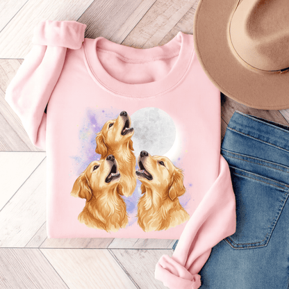 Golden Retriever Howling Sweatshirt Light Pink