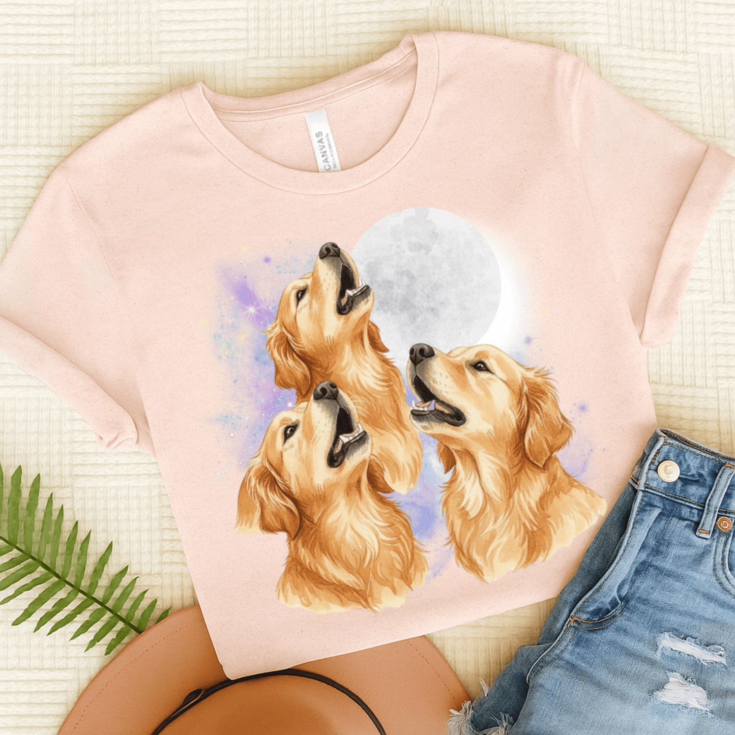 Golden Retriever Howling TShirt Soft Pink