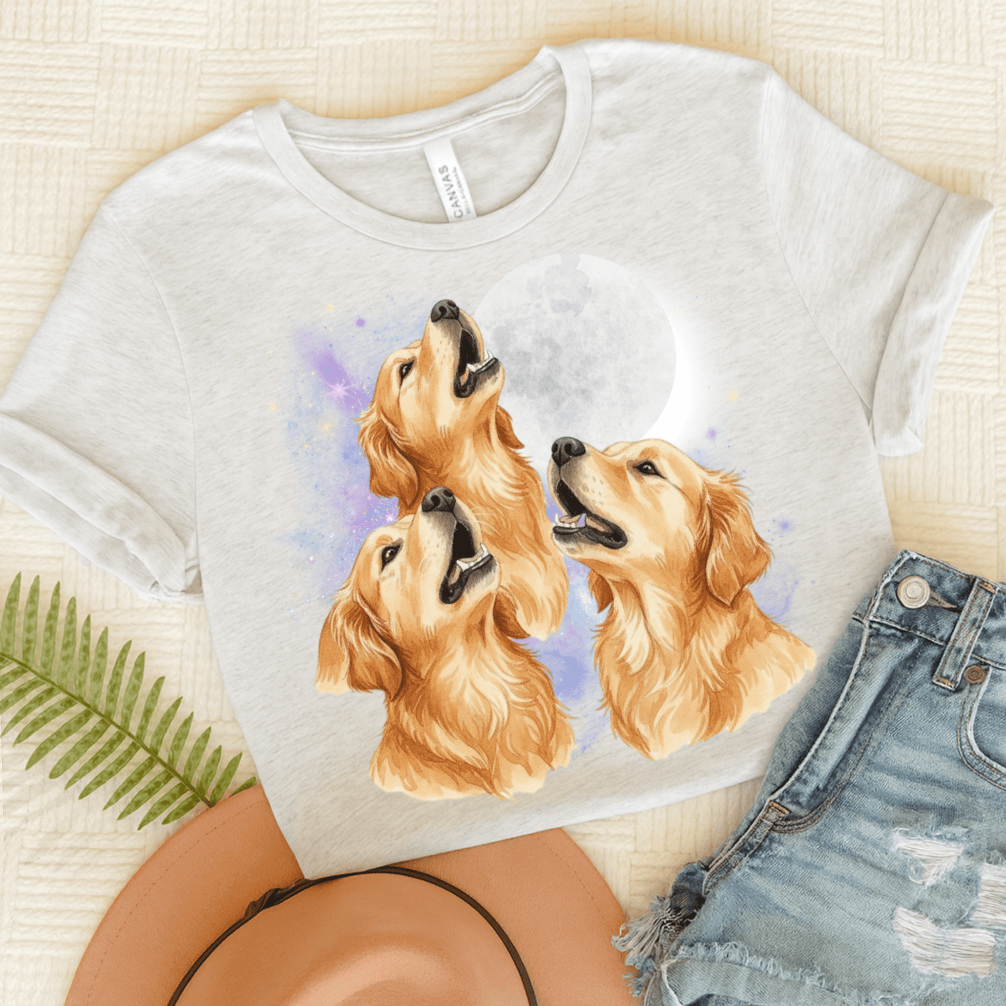 Golden Retriever Howling TShirt Ash