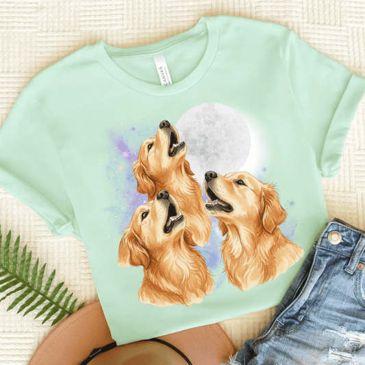 Golden Retriever Howling TShirt Heather Mint