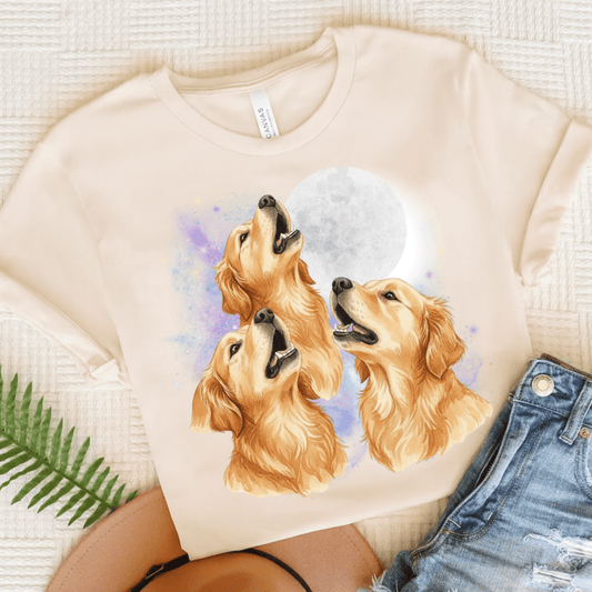 Golden Retriever Howling Unisex TShirt Natural