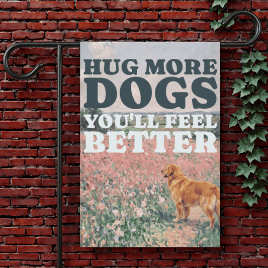 Golden Retriever Hug More Dogs Yard Flag 12'' × 18''