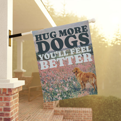 Golden Retriever Hug More Dogs Yard Flag