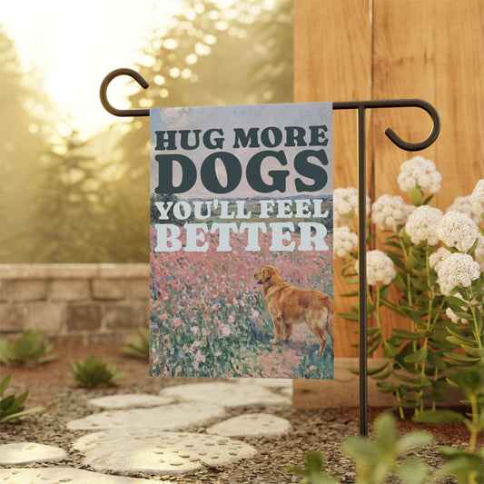Golden Retriever Hug More Dogs Yard Flag