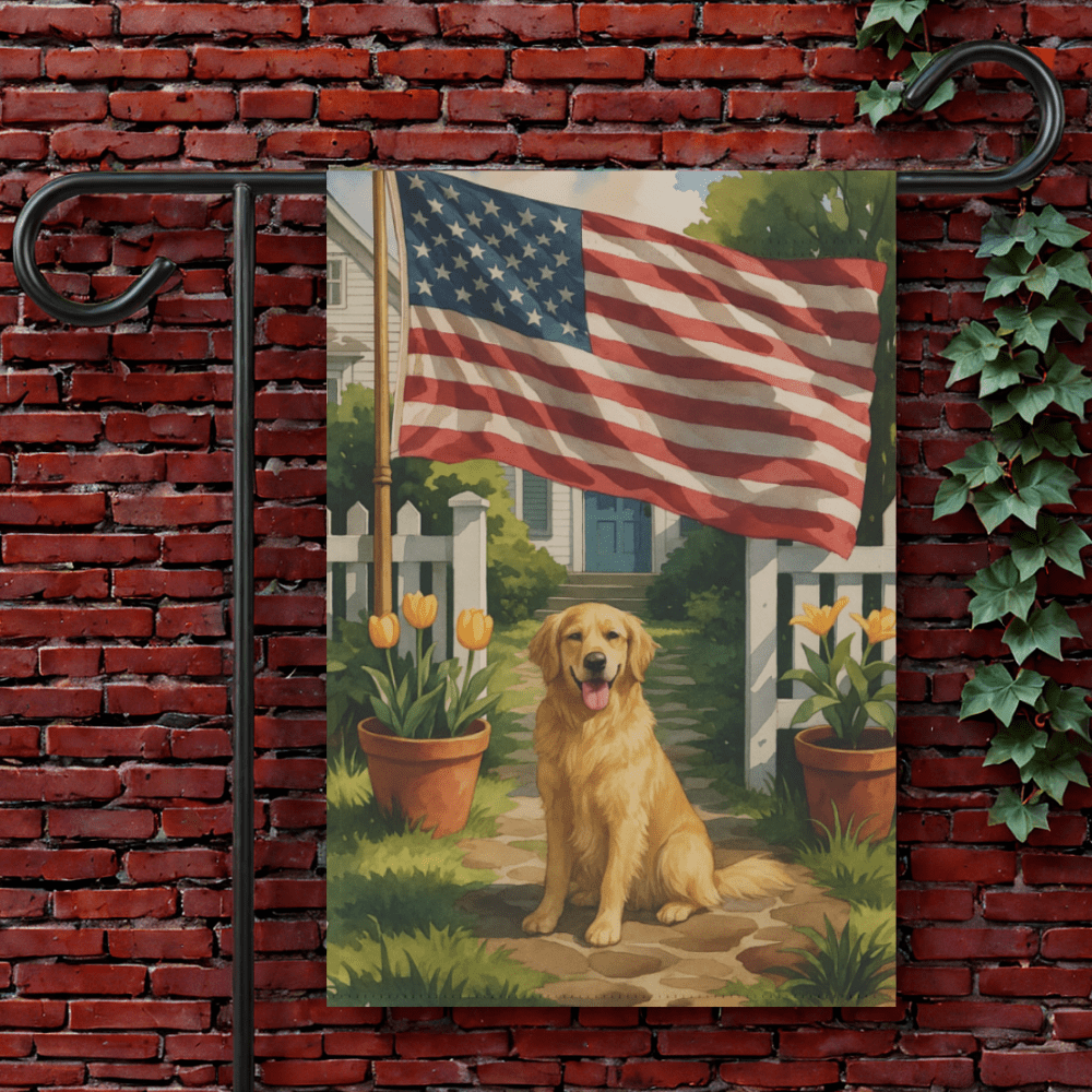 Golden Retriever Independence Day Garden Flag 12'' × 18''