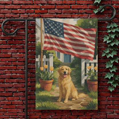Golden Retriever Independence Day Garden Flag 12'' × 18''