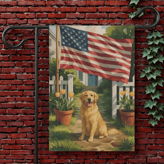 Golden Retriever Independence Day Garden Flag 12'' × 18''