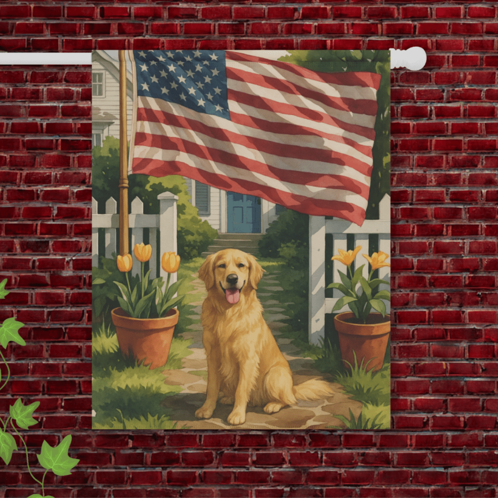 Golden Retriever Independence Day Garden Flag 24.5'' × 32''