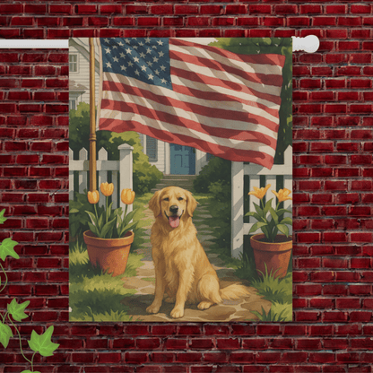 Golden Retriever Independence Day Garden Flag 24.5'' × 32''