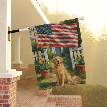 Golden Retriever Independence Day Garden Flag
