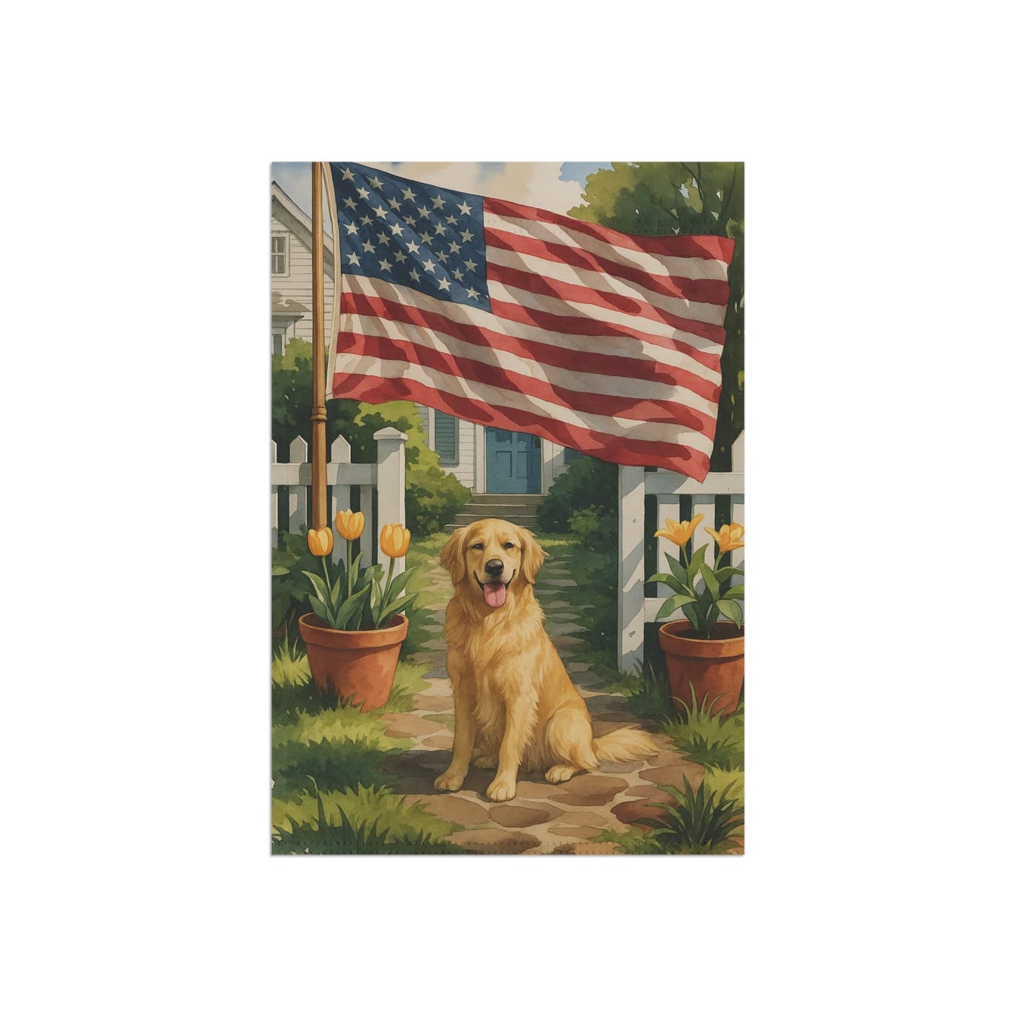 Golden Retriever Independence Day Garden Flag
