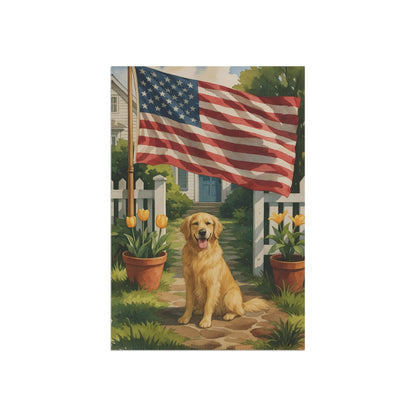 Golden Retriever Independence Day Garden Flag