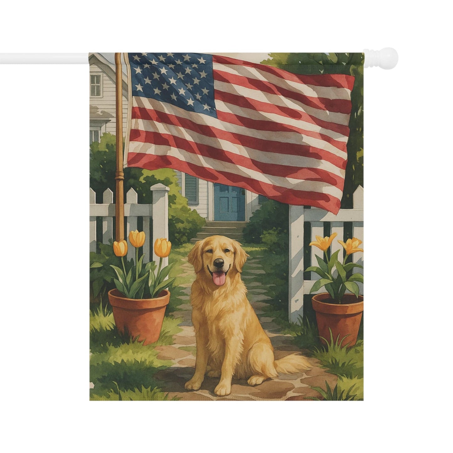 Golden Retriever Independence Day Garden Flag