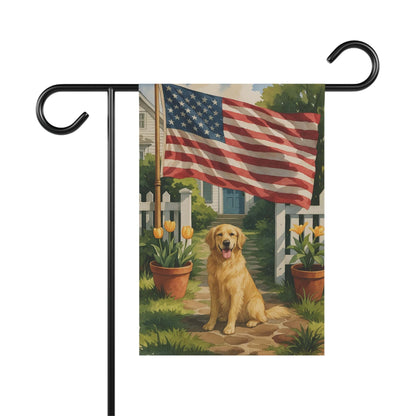 Golden Retriever Independence Day Garden Flag