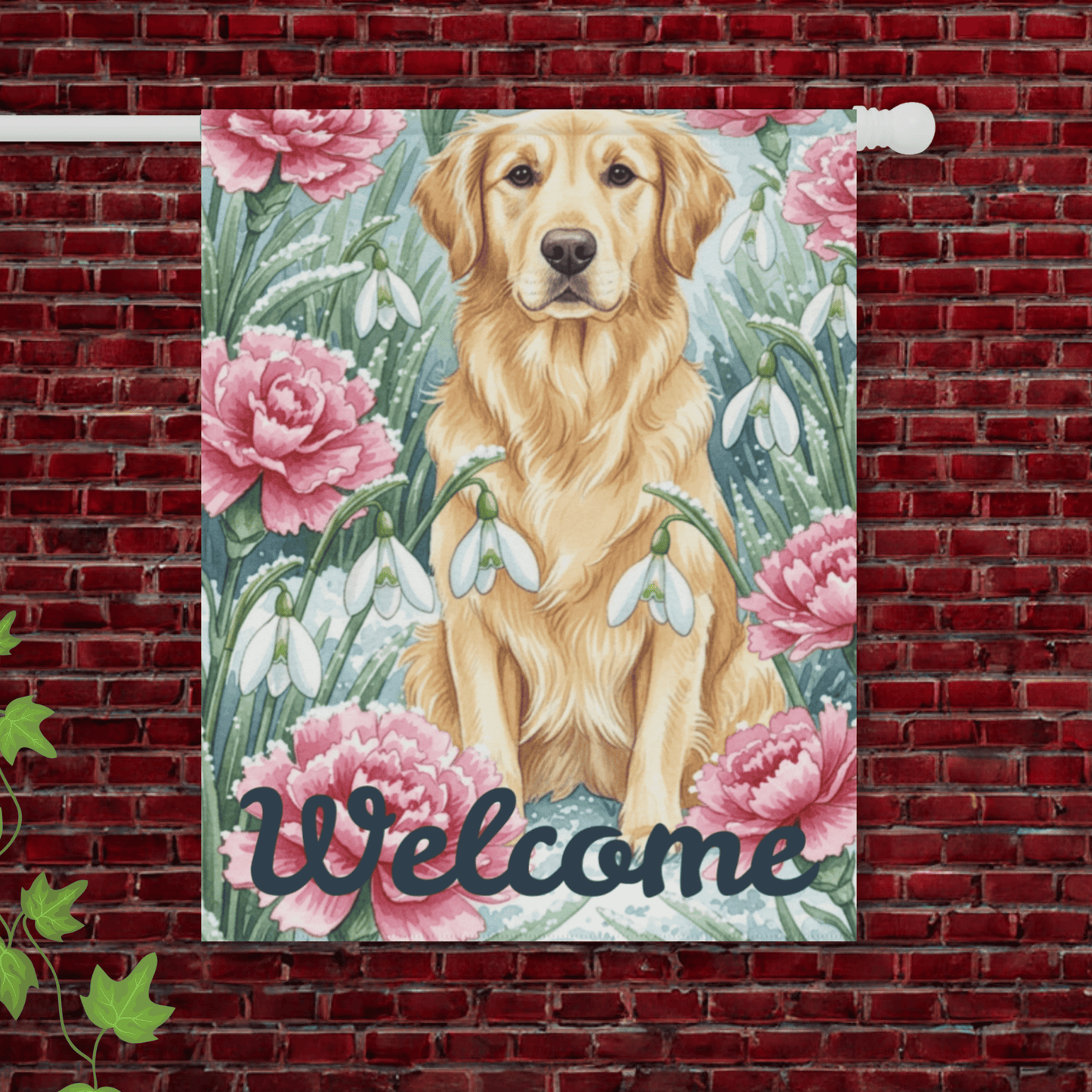 Golden Retriever January Birthday Flower Garden Yard Flag 24.5'' × 32''