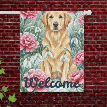 Golden Retriever January Birthday Flower Garden Yard Flag 24.5'' × 32''