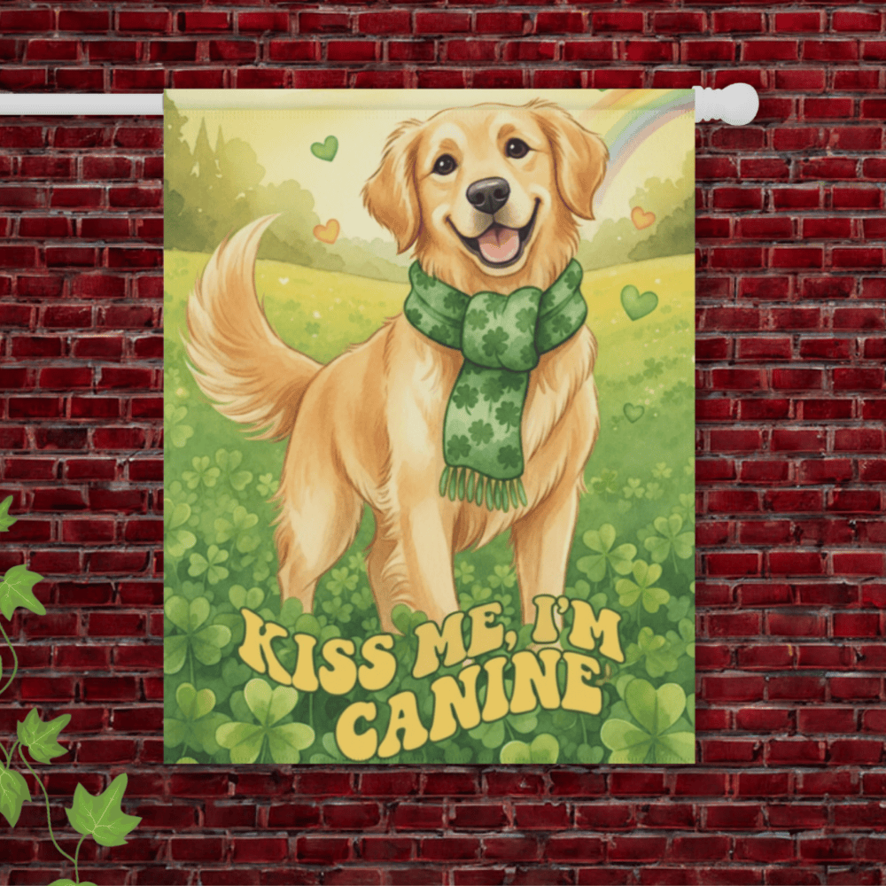 Golden Retriever Kiss Me Canine Garden Yard Flag 24.5'' × 32''