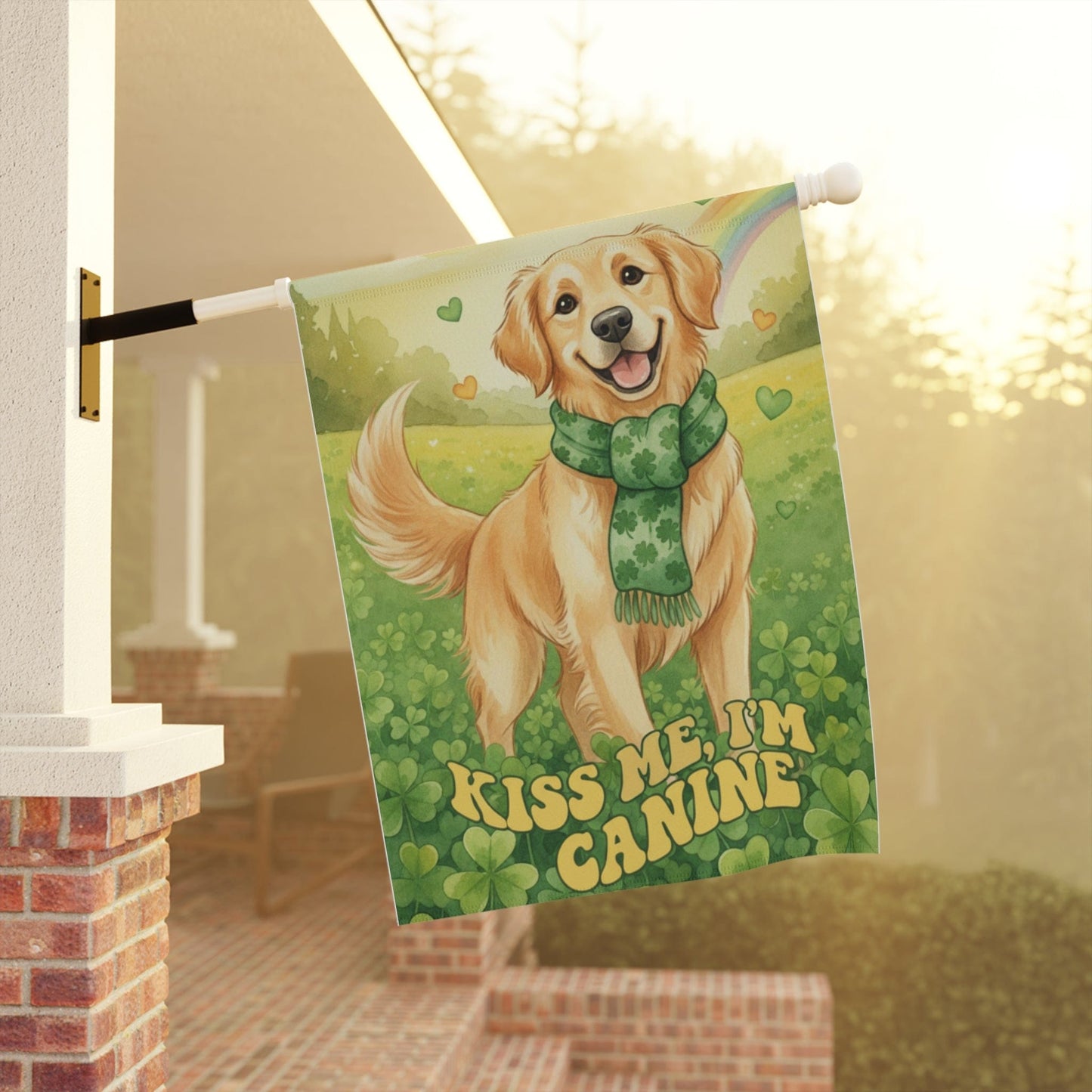 Golden Retriever Kiss Me Canine Garden Yard Flag