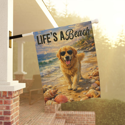 Golden Retriever Life's a Beach Garden Flag
