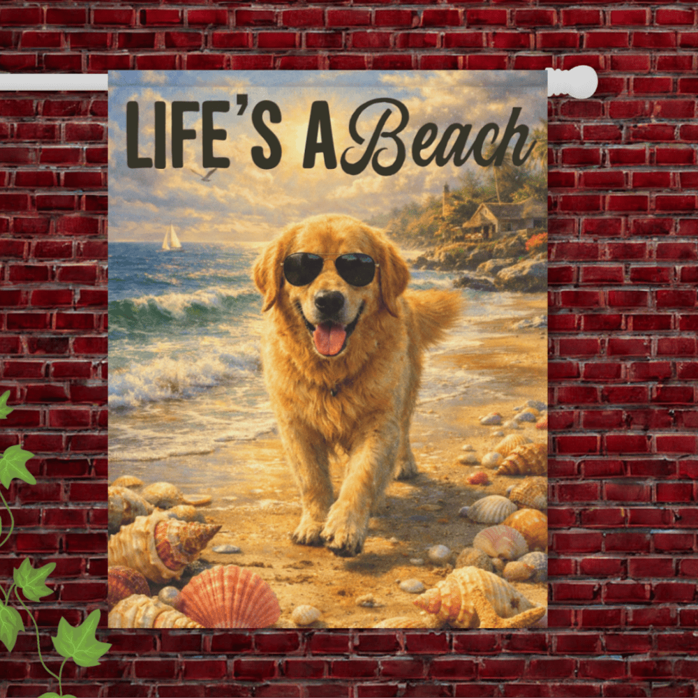 Golden Retriever Life's a Beach Garden Flag 24.5'' × 32''