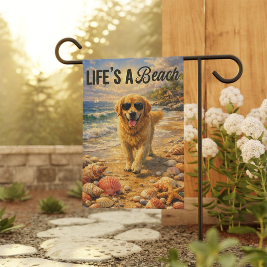 Golden Retriever Life's a Beach Garden Flag