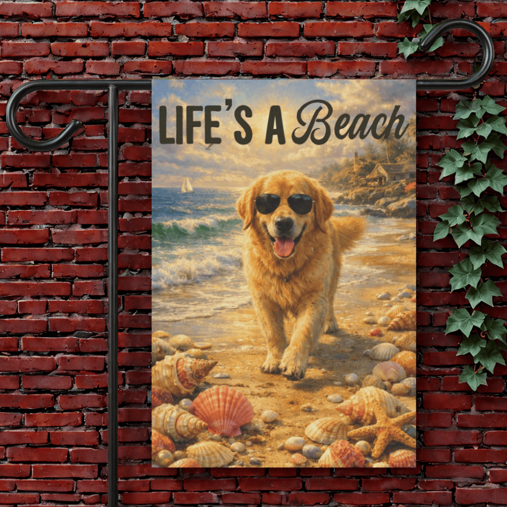 Golden Retriever Life's a Beach Garden Flag 12'' × 18''