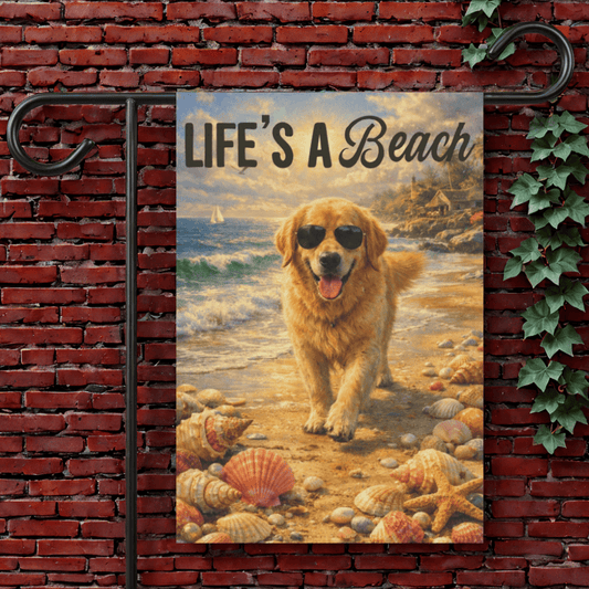 Golden Retriever Life's a Beach Garden Flag 12'' × 18''